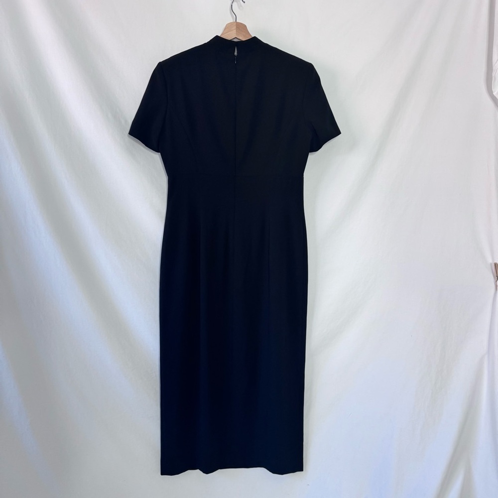 Vintage Liz Claiborne Black Mock Neck Midi Dress 12 Korea 90s Minimalist - Picture 7 of 13
